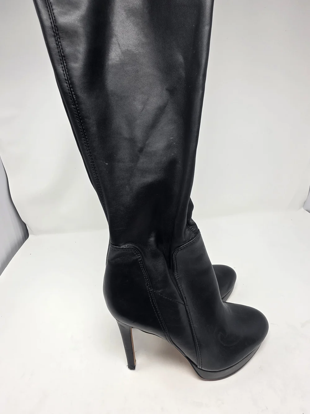 Sam Edelman Black Leather Knee High Boots Women’s Size 6 / EU 36 Heeled Zip Boot